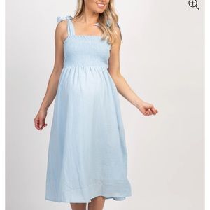 Light Blue Smocked Maternity Dress- Size M